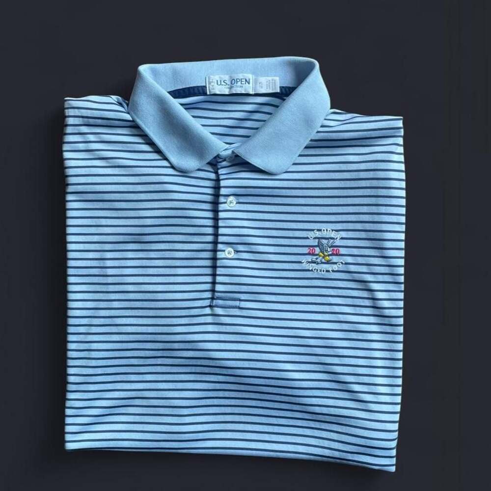 US Open Polo Men’s XL Winged Foot 2020 Golf Perfomance Shirt Blue Striped